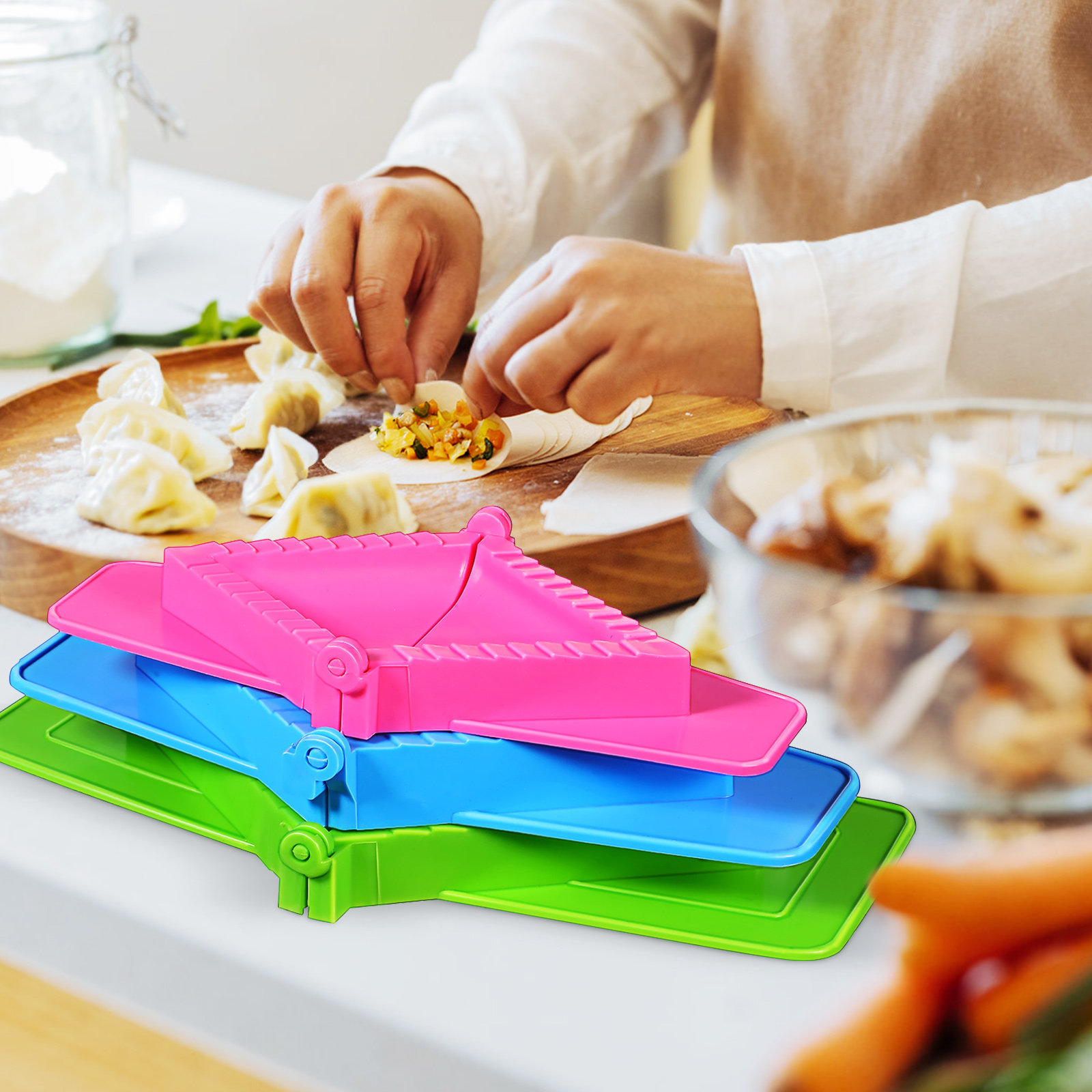 Dumpling Press Set - 3Pcs Set Cetakan Pangsit Plastik Persegi